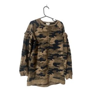 Miles the Label Camo Ruffle Sleeve Girls Pullover 8-10
